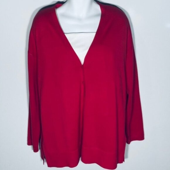 Talbots Hot Pink Button Front Long Cotton Blend Cardigan SZ XL - Picture 1 of 3